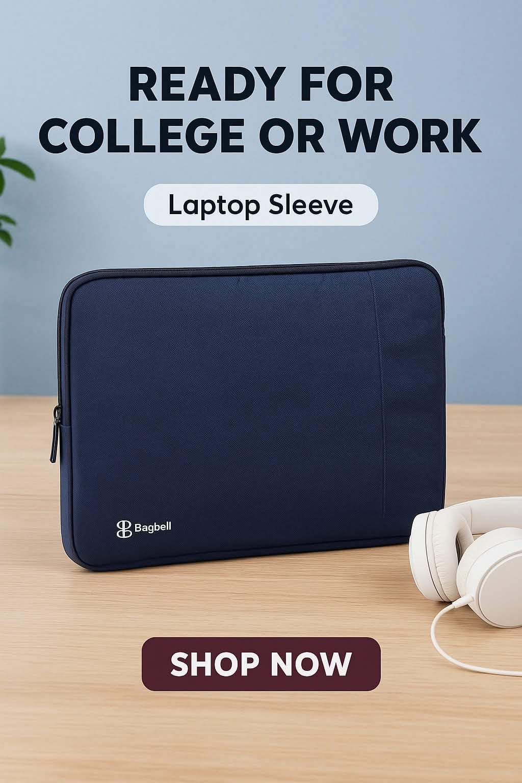 حافظة لابتوب Bagbell مقاس 15.6 بوصة مبطنة